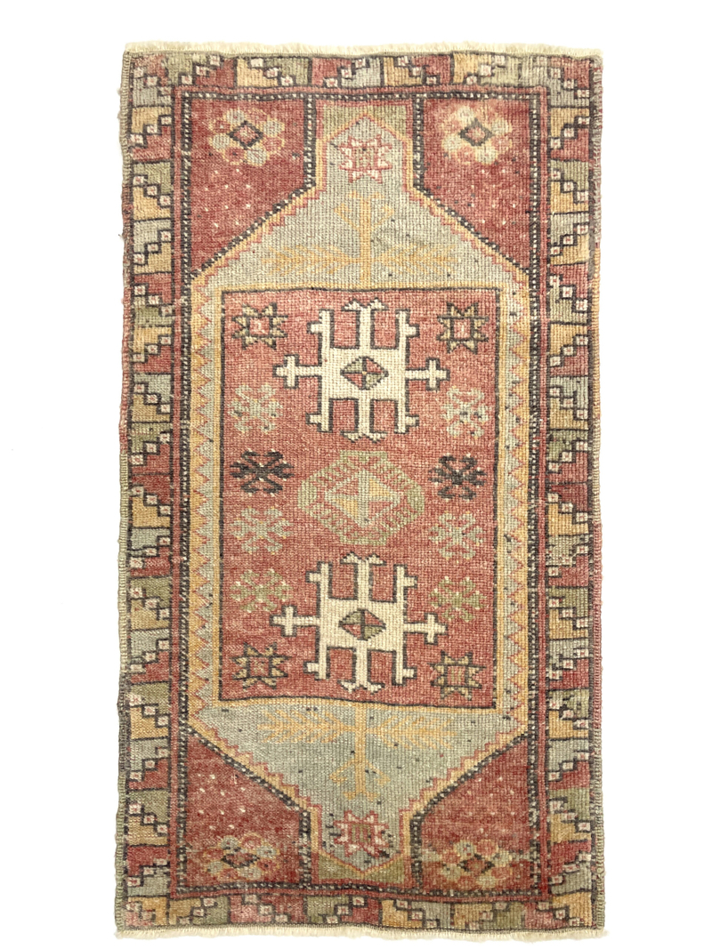 vintage-turkish-hand-knotted-rug-54-cm-x-95-cm-y010035 Vintage Turkish Hand-Knotted Rug 54 Cm X 95 Cm (1'8" X 3'1" FT) – Y010035