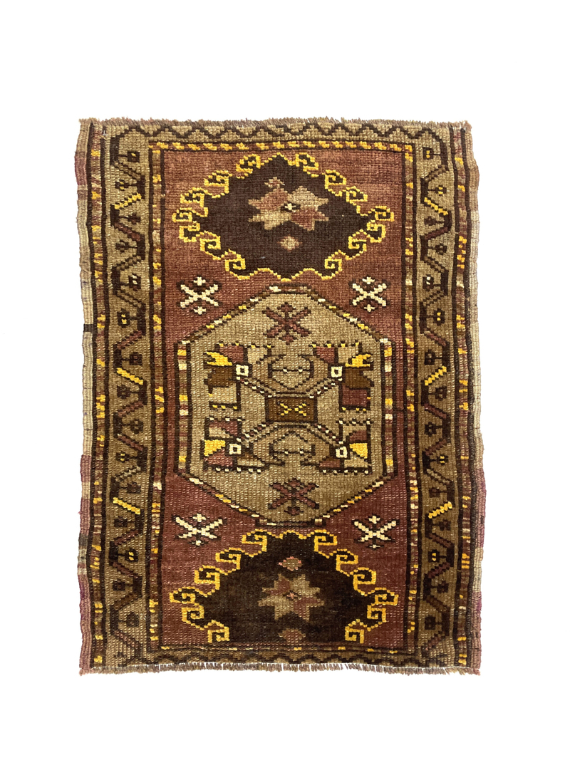 Vintage Turkish Hand-Knotted Rug 60 Cm X 83 Cm (2 X 2'7" FT) – Y010037