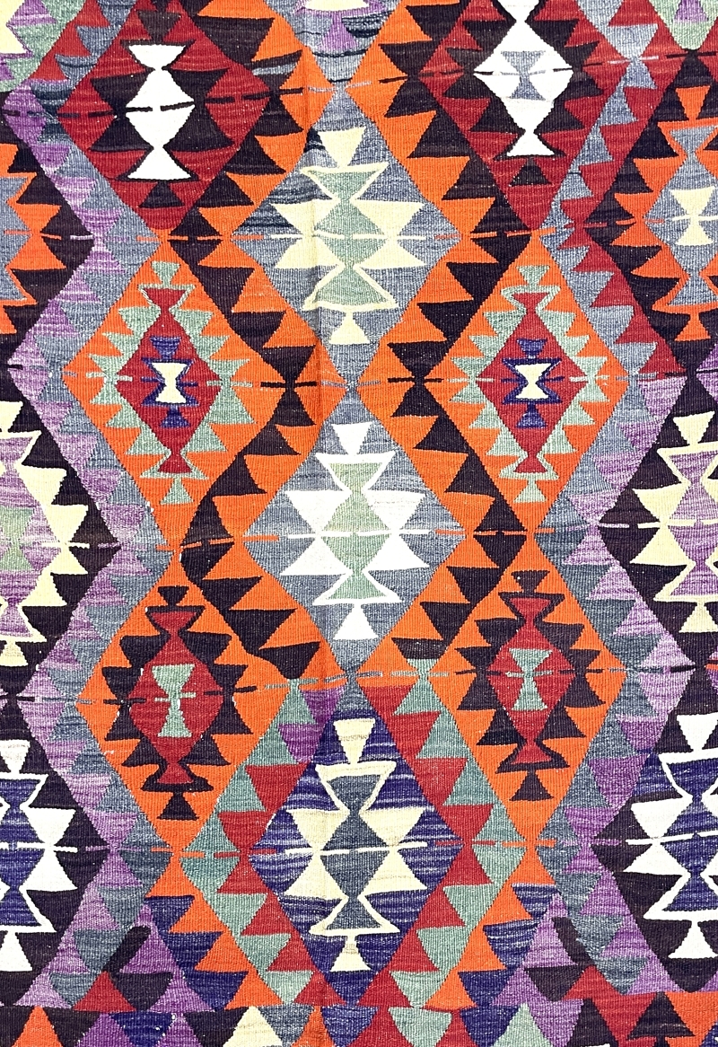 Vintage Turkish Kilim Rug 116 cm x 207 cm (3’8” X 6’8” FT) - 0020008