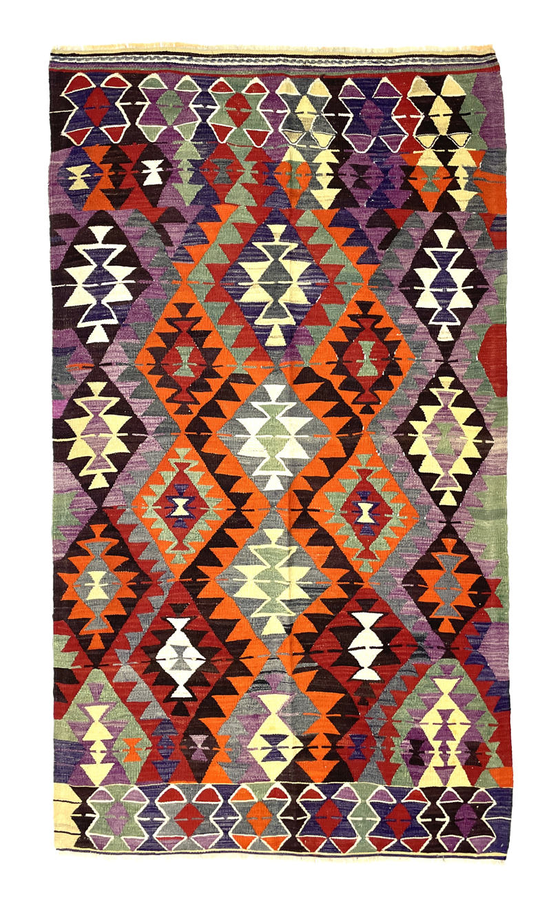 Vintage Turkish Kilim Rug 116 cm x 207 cm (3’8” X 6’8” FT) - 0020008