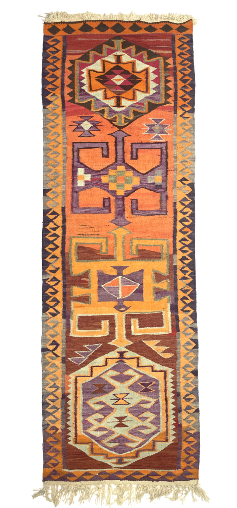 vintage-turkish-kilim-runner-rug-98-cm-x-305-cm-r010001 Vintage Turkish Kilim Runner Rug 98 cm x 305 cm (3’2” FT X 10 FT) - R010001
