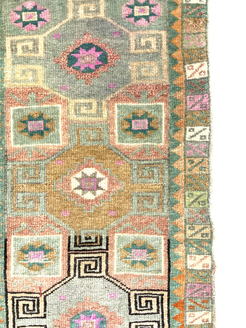 Vintage Turkish Mini Hand-Knotted Rug 44 cm x 81 cm (1'4" X 2'6" FT) - Y010057