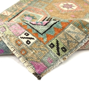 Vintage Turkish Mini Hand-Knotted Rug 44 cm x 81 cm (1'4" X 2'6" FT) - Y010057