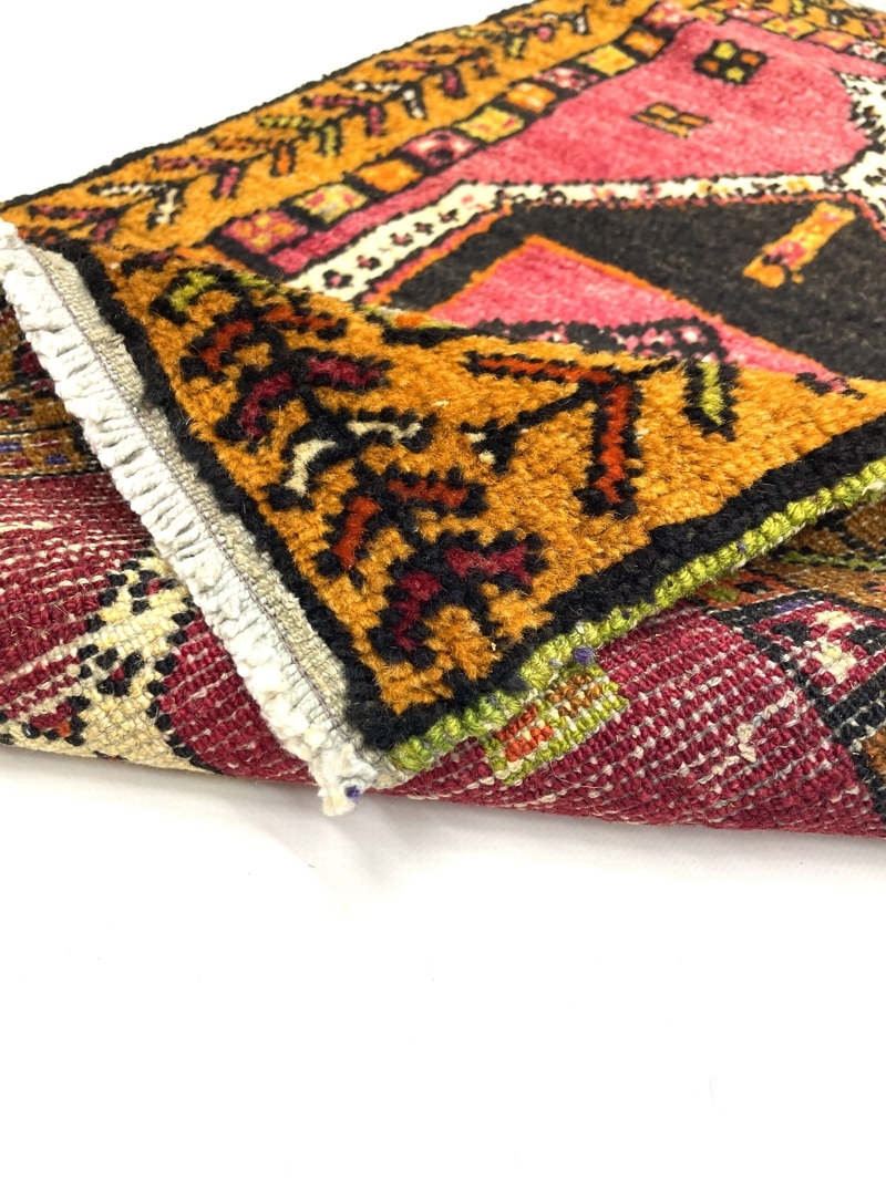 vintage-turkish-mini-hand-knotted-rug-55-cm-x-88-cm-y010050-2 Vintage Turkish Mini Hand-Knotted Rug 55 Cm X 88 Cm (1’8′′ X 2’9′′ FT) – Y010050