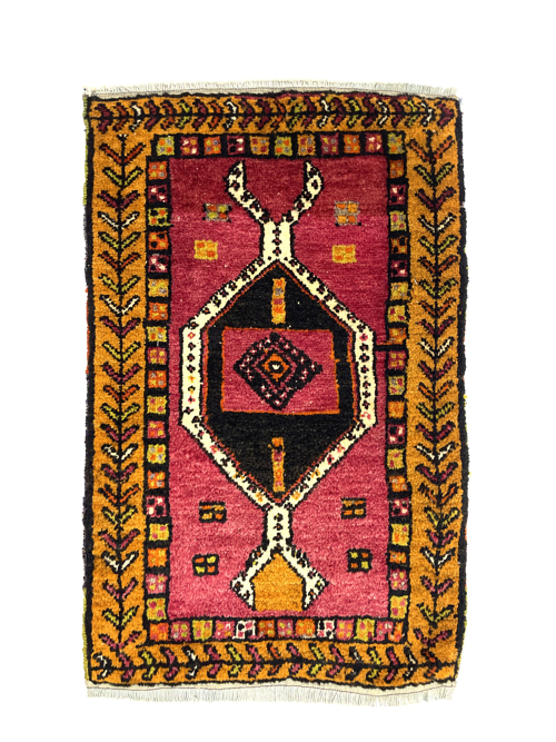 vintage-turkish-mini-hand-knotted-rug-55-cm-x-88-cm-y010050 Vintage Turkish Mini Hand-Knotted Rug 55 Cm X 88 Cm (1’8′′ X 2’9′′ FT) – Y010050